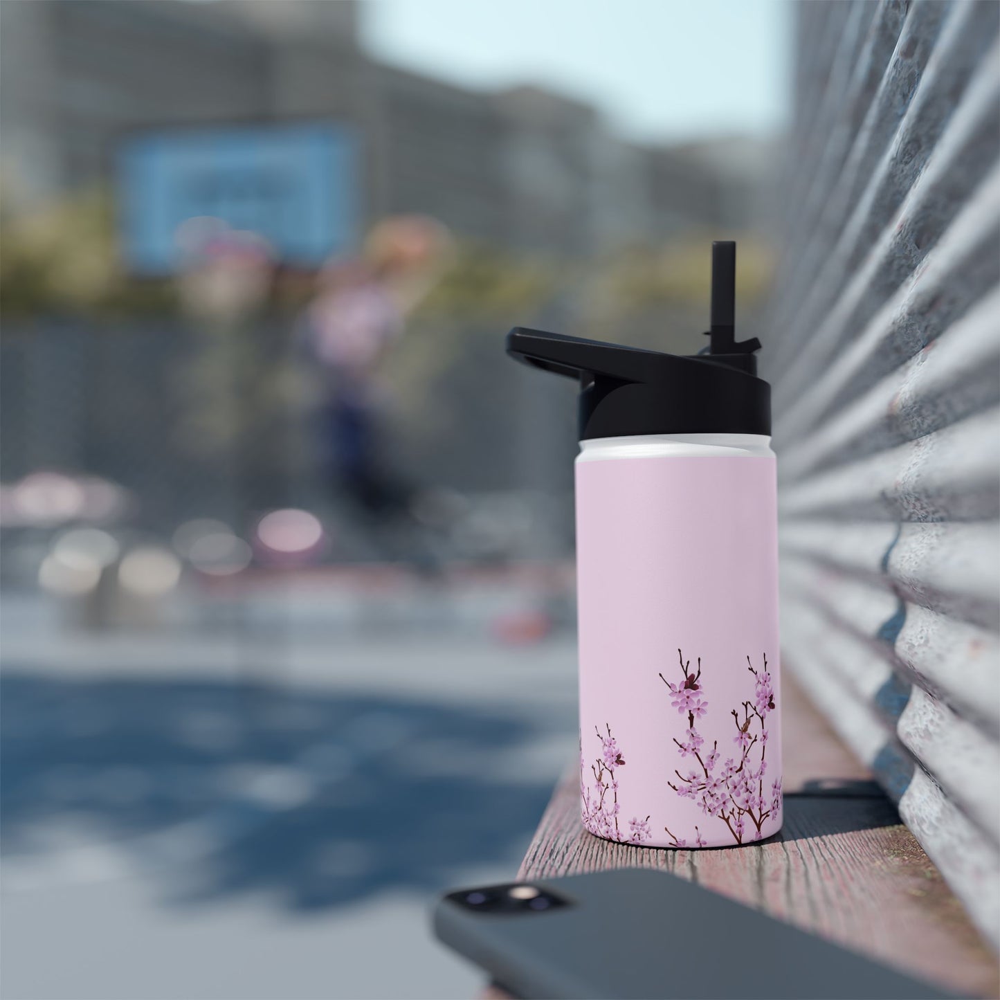 Water Bottle - Cherry Blossom Pink Design